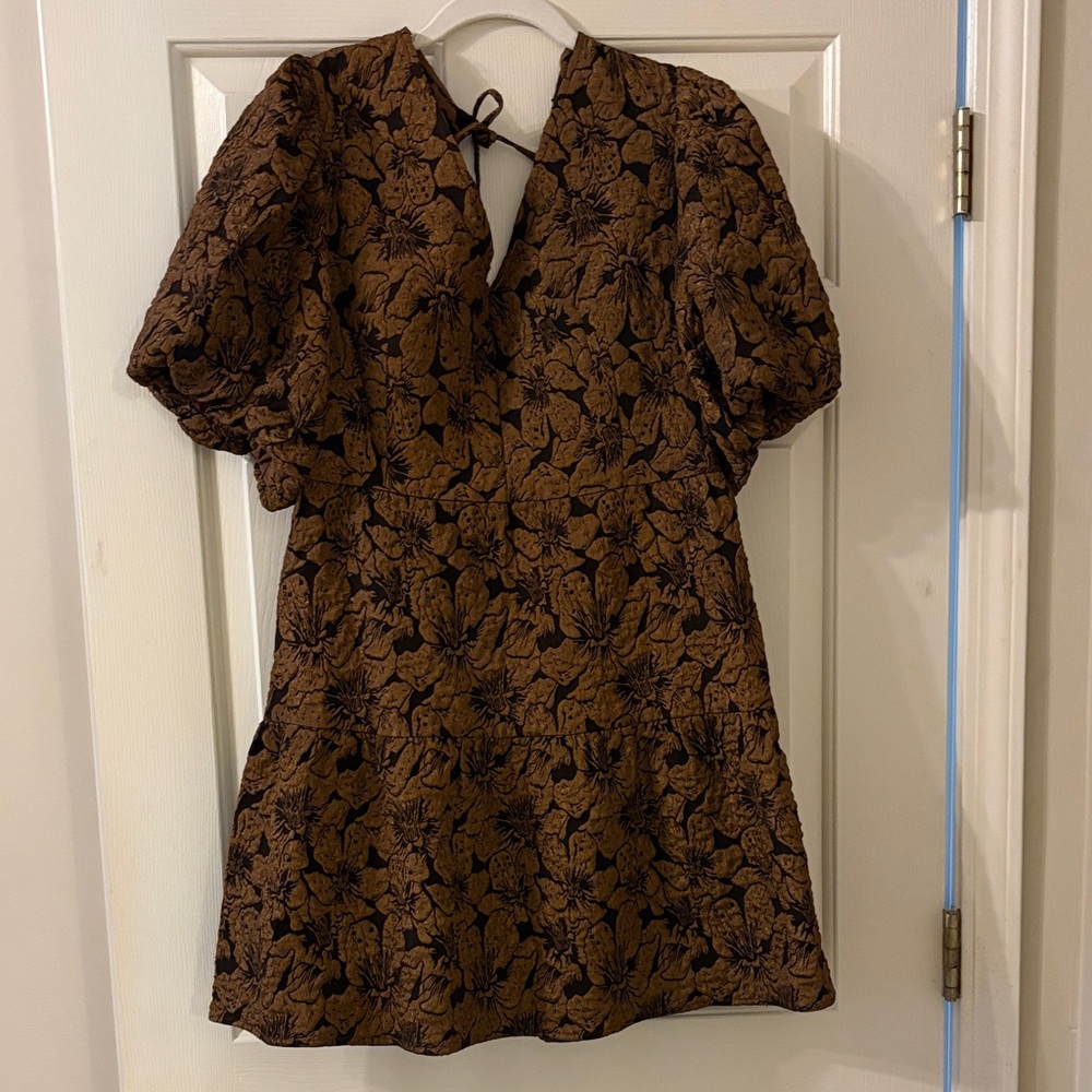 Sugarlips russa may jacquard tiered Brown Floral Mini Dress